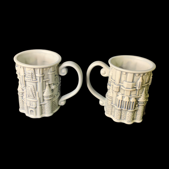Pair of Disney Parks Sculptured Cinderella Castle Mug Walt Disney World Rare! - Picture 3 of 3